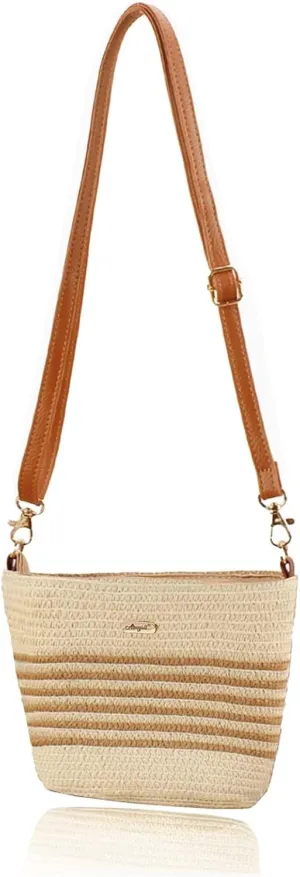 Women Straw Cross Body Bag Summer Beach Handbag Crochet Shoulder Bag
