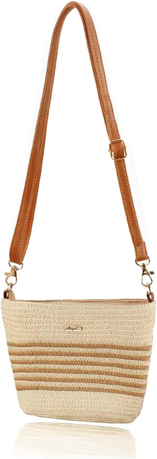 Women Straw Cross Body Bag Summer Beach Handbag Crochet Shoulder Bag