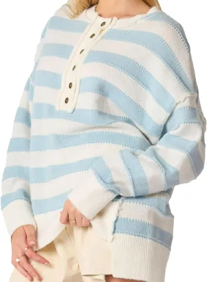 Women Striped Drop Shoulder Long Sleeve Casual Y2k Trendy Tops