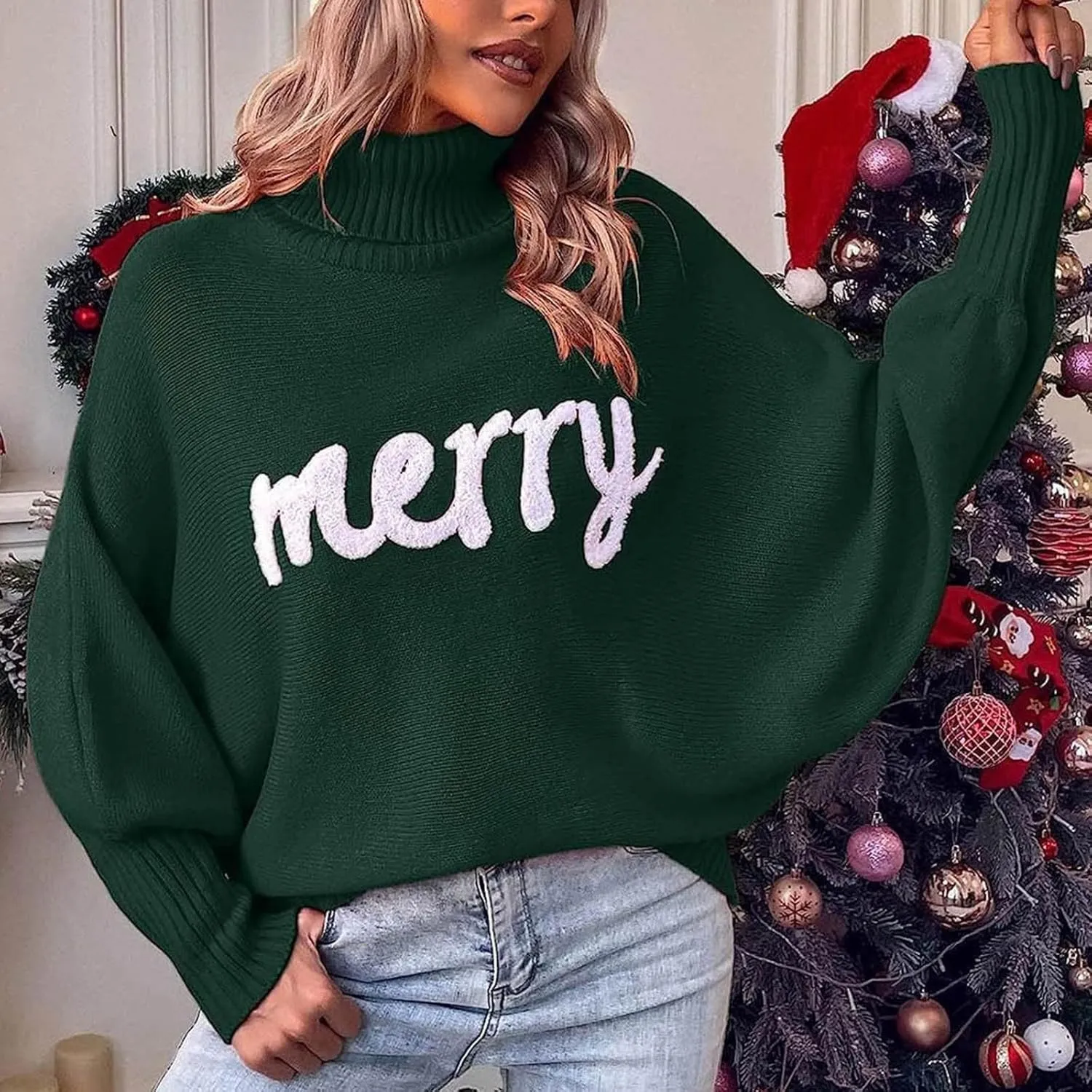 Women Ugly Christmas Sweaters 2023 Funny Cat Embroidered Pullover Casual Loose Fit Long Sleeve Crew Neck Kintwear
