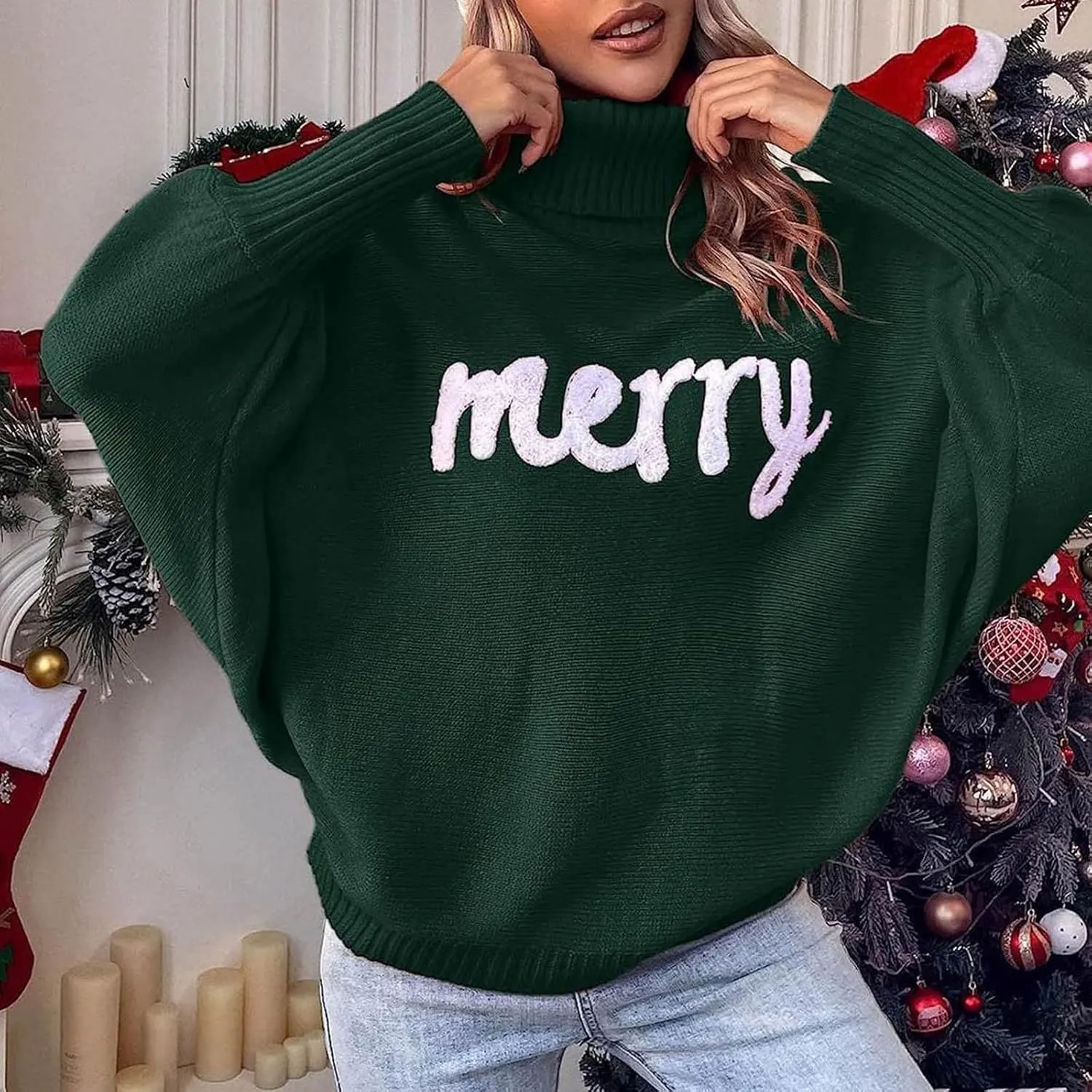 Women Ugly Christmas Sweaters 2023 Funny Cat Embroidered Pullover Casual Loose Fit Long Sleeve Crew Neck Kintwear