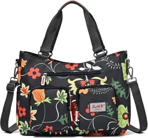 Women Utility Tote Bag Teacher Purses and Handbags for Nurse Waterproof Nylon Multi Pocket Shoulder Bag Work Tote Bag