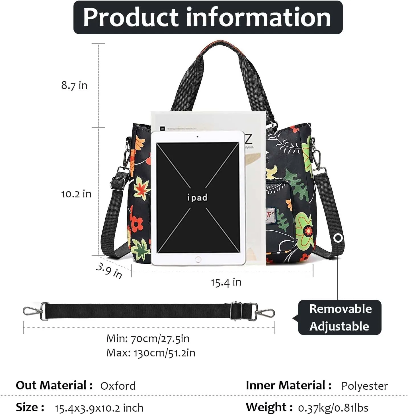 Women Utility Tote Bag Teacher Purses and Handbags for Nurse Waterproof Nylon Multi Pocket Shoulder Bag Work Tote Bag