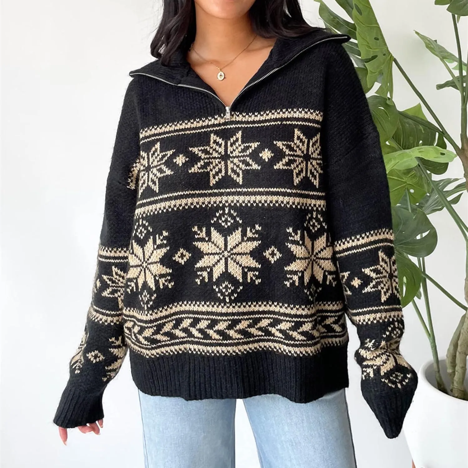 Women Y2K Argyle Striped Pullover Sweater Casual Long Sleeve Round Neck Vintage Preppy Style Pullover Knitwear