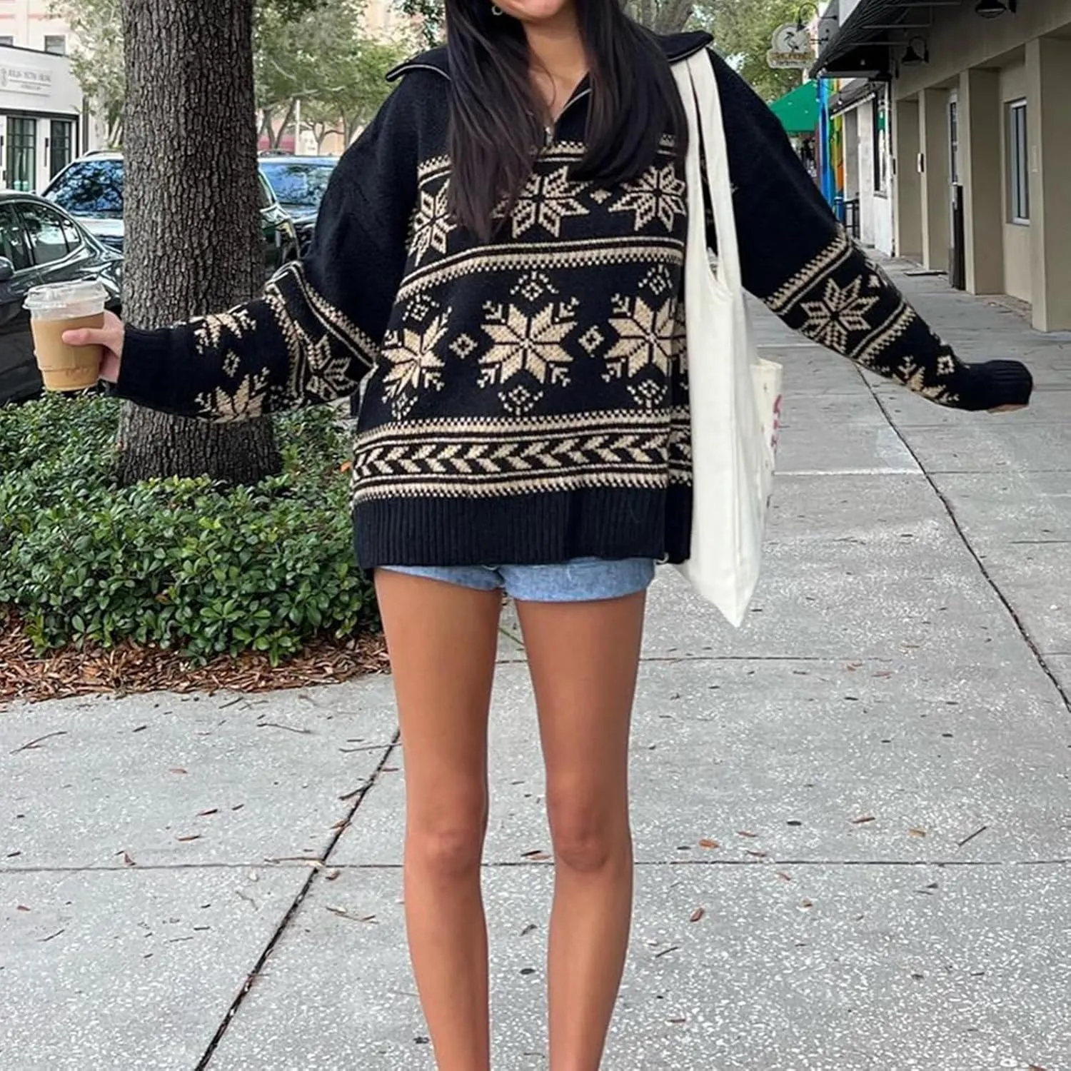 Women Y2K Argyle Striped Pullover Sweater Casual Long Sleeve Round Neck Vintage Preppy Style Pullover Knitwear