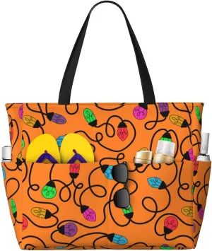 Women's Beach Travel Bags Large Waterproof Tote Bag with Pockets Sandproof Handbag for Beach Gym Vacation