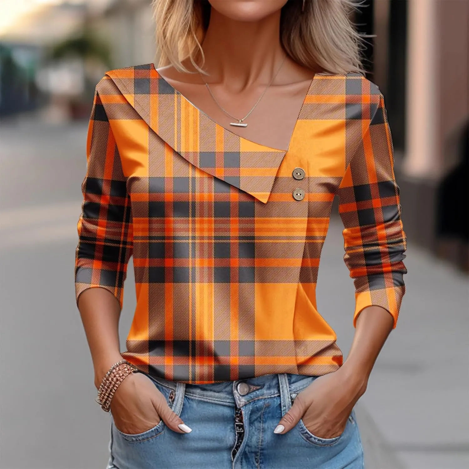 Womens Blouses Fall 2024 Vacation Trendy Long Sleeve Slant Neck Tops Casual Going Out Boho Floral Print Tee Shirts