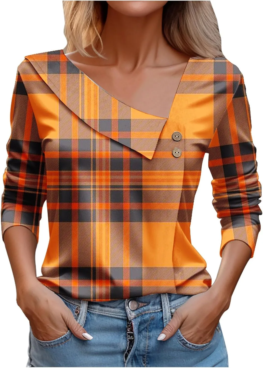 Womens Blouses Fall 2024 Vacation Trendy Long Sleeve Slant Neck Tops Casual Going Out Boho Floral Print Tee Shirts