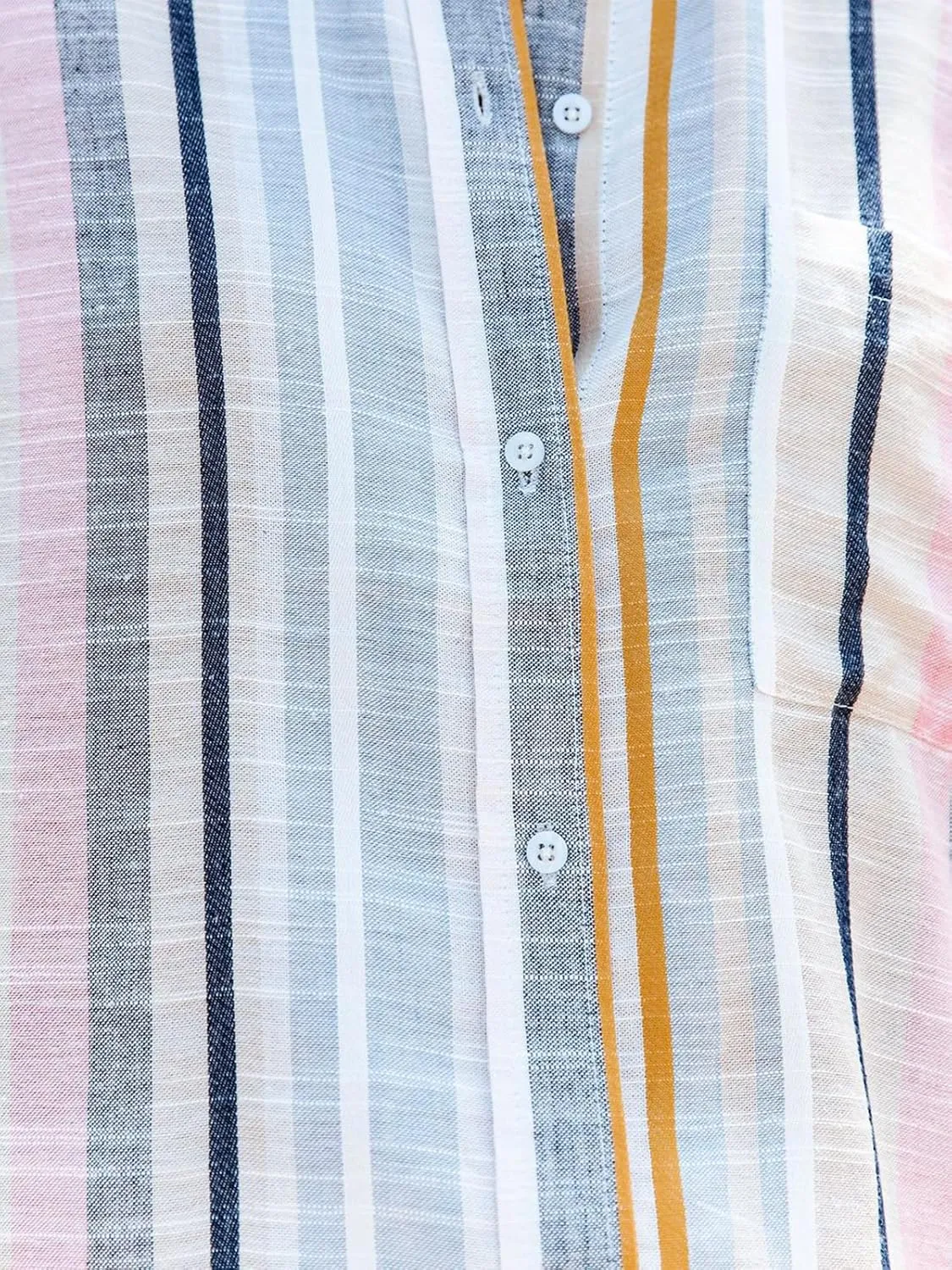 Womens Button Down Shirts Short Sleeve Summer Linen V Neck Collared Stripes Casual Blouses Tops with Pocket