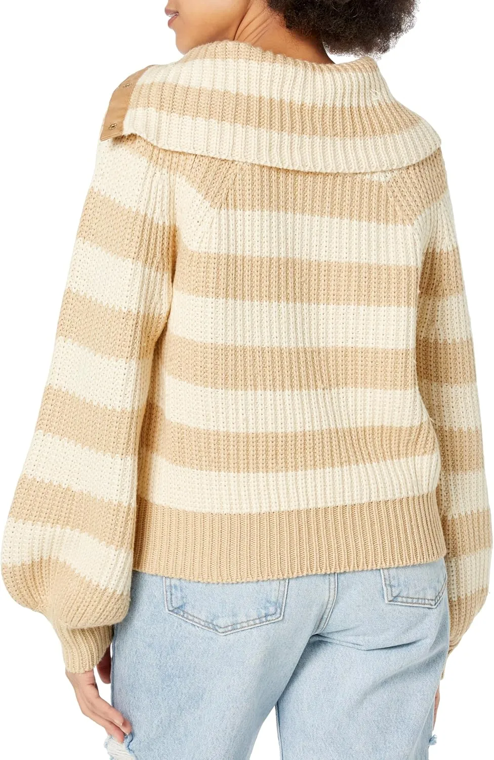 Women's Button Neck Striped Sweater