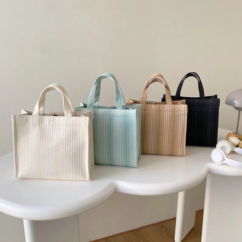 Women's Canvas Hand-held Western Style Striped Large Shoulder Bags
