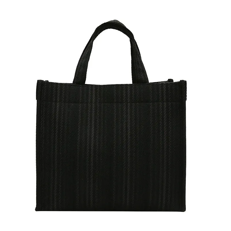 Women's Canvas Hand-held Western Style Striped Large Shoulder Bags