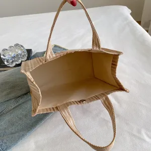 Women's Canvas Hand-held Western Style Striped Large Shoulder Bags