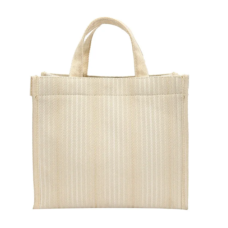 Women's Canvas Hand-held Western Style Striped Large Shoulder Bags