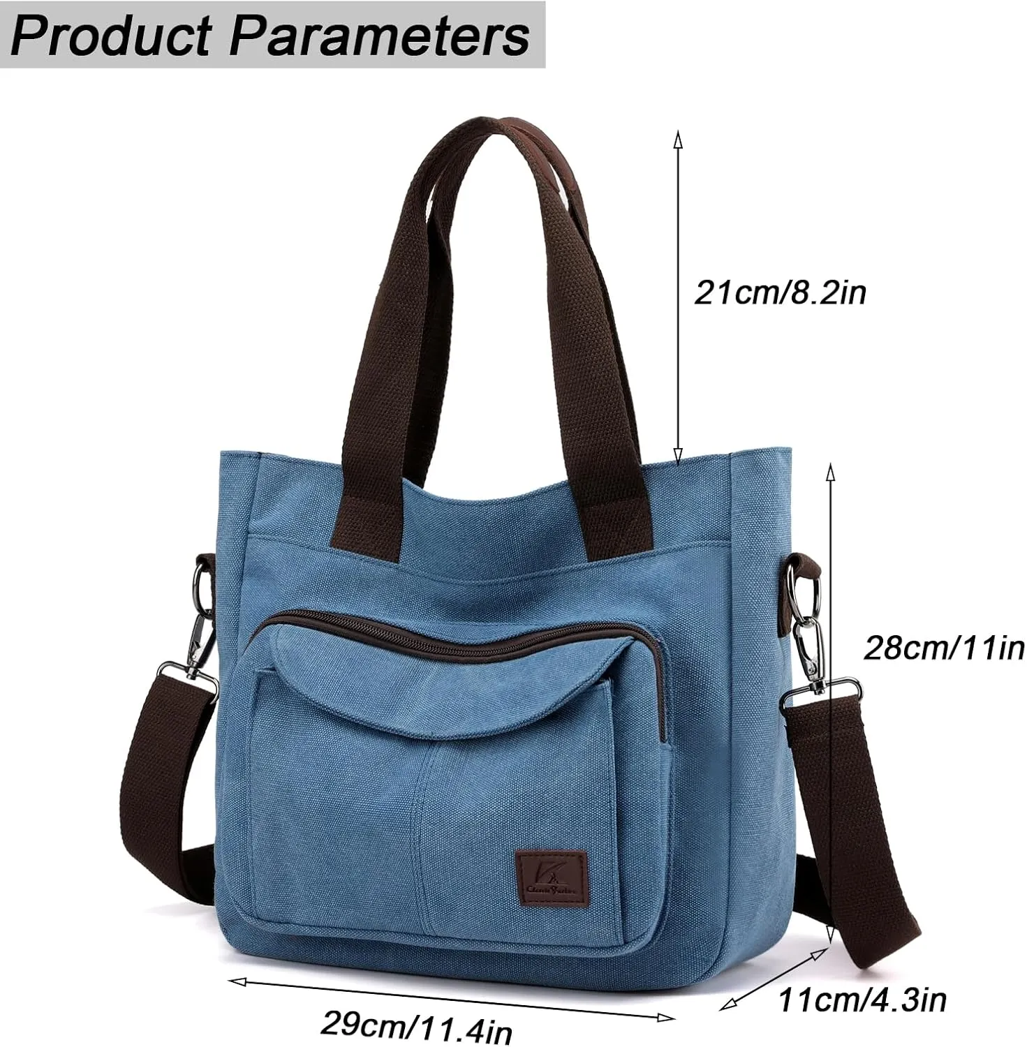 Women's Canvas Tote Purse Casual Shoulder Crossbody Bags Small Handbag, Multi-pocket Top Handle Work Bag