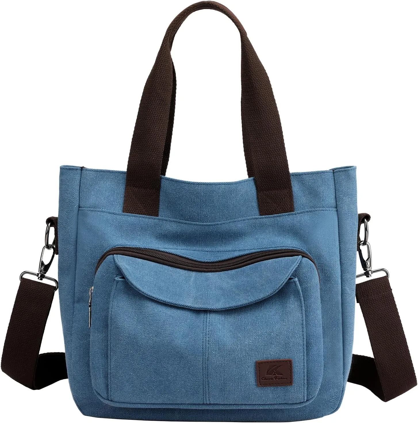 Women's Canvas Tote Purse Casual Shoulder Crossbody Bags Small Handbag, Multi-pocket Top Handle Work Bag