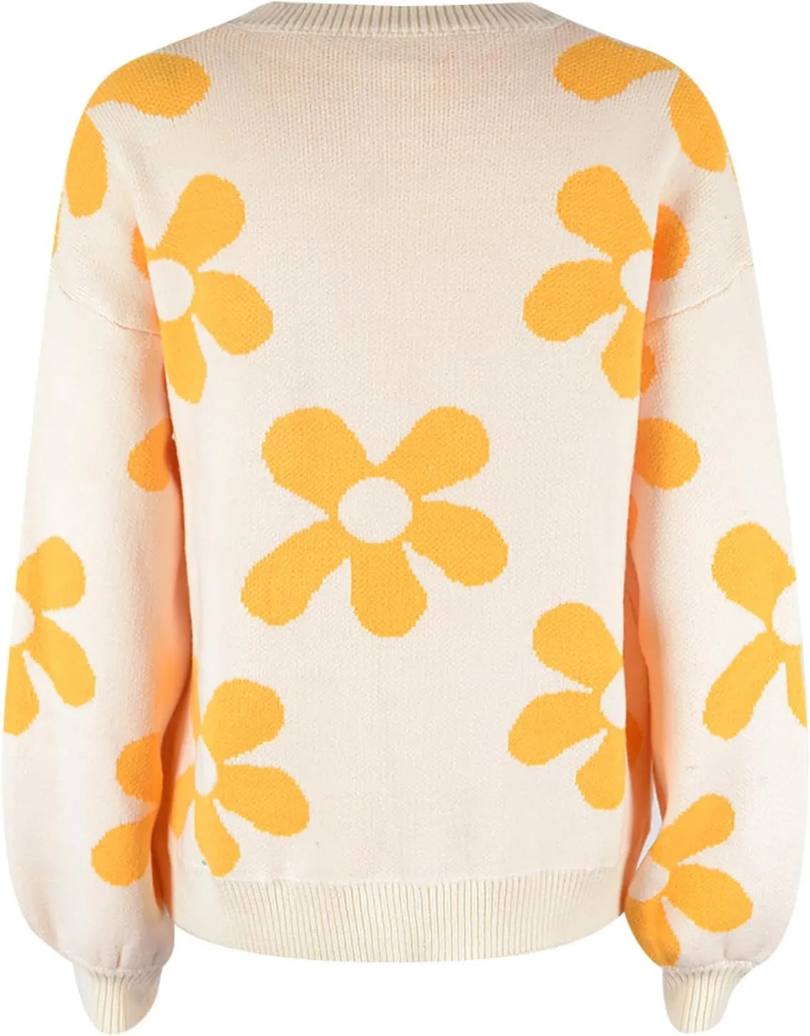 Women's Casual Flower Knitted Sweaters Crewneck Long Sleeve Chunky Cable Knit Pullover 2023 Fashion Clothes