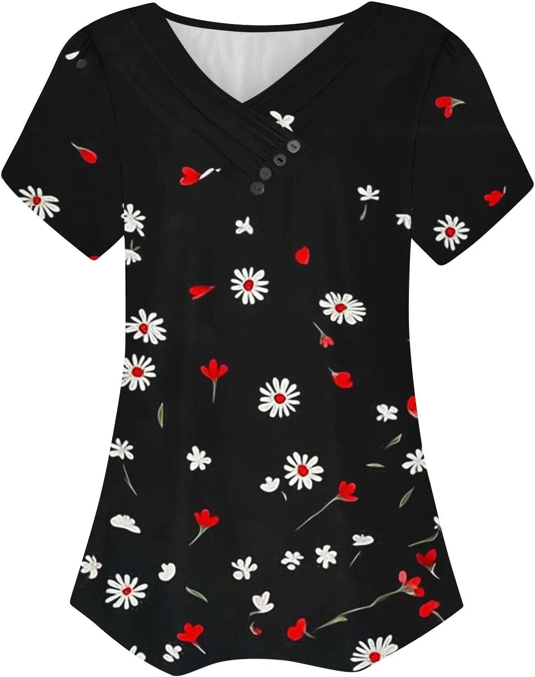 Womens Cotton Buttons Shirts Trendy Short Sleeve Tshirts Casual Collared Button Blouses Oversized Tops for Women