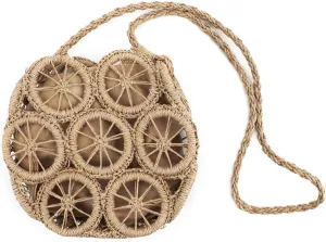 Women's Designer Shoulder Bag Creative Lemon Circles Crochet Handbag Purse 2-in-1 Messenger Bag