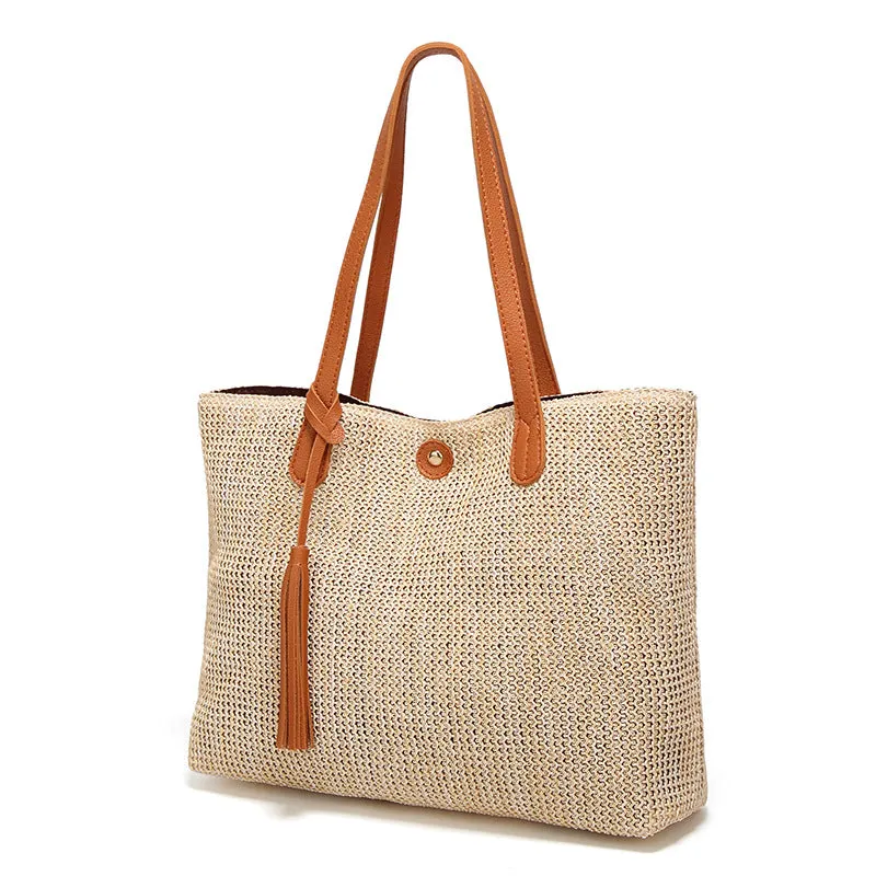 Women's Durable Stylish Beach Straw Simple Shoulder Bags