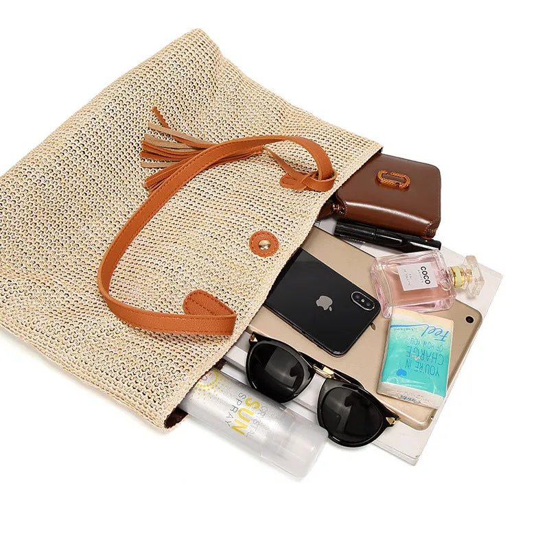 Women's Durable Stylish Beach Straw Simple Shoulder Bags