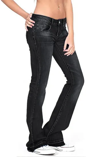 Women's High Waisted Jeans Jeans Skinny Flare Pants Long Solid Color Jeans, XS-4XL