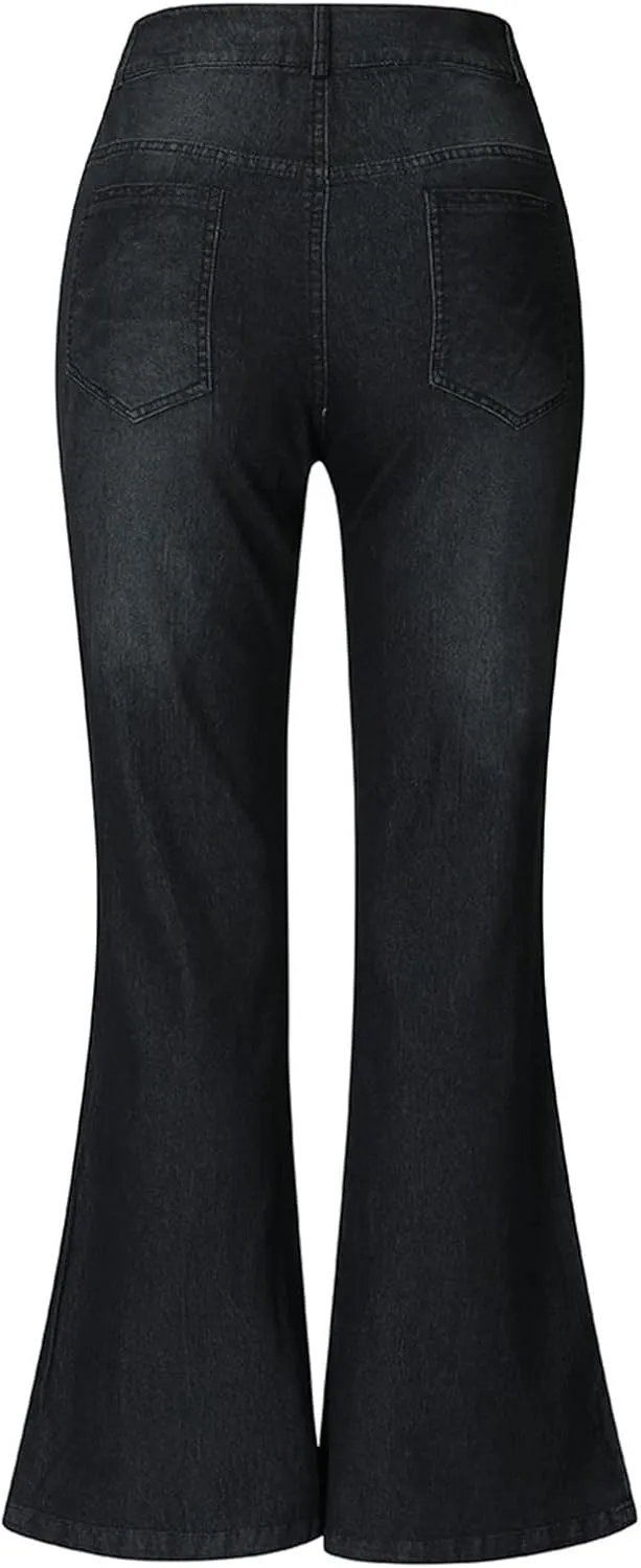 Women's High Waisted Jeans Jeans Skinny Flare Pants Long Solid Color Jeans, XS-4XL