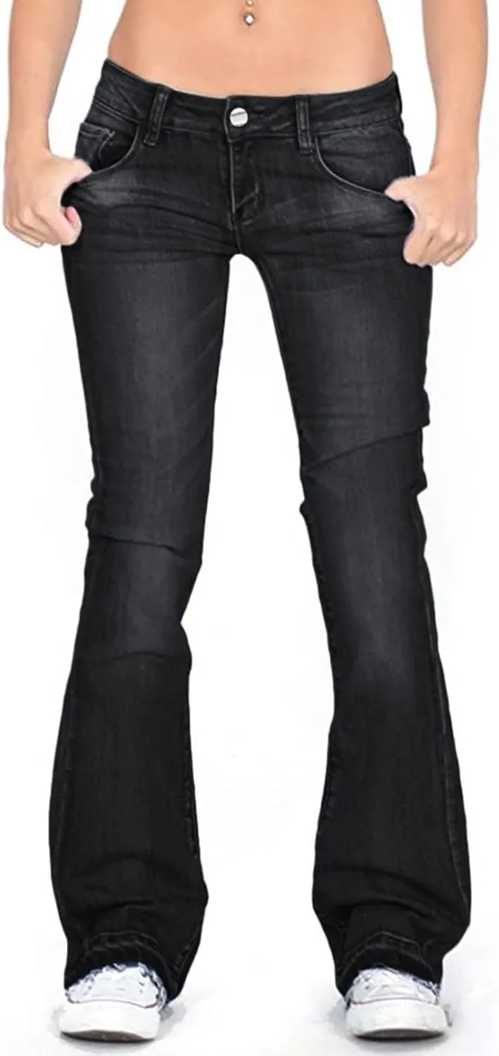 Women's High Waisted Jeans Jeans Skinny Flare Pants Long Solid Color Jeans, XS-4XL