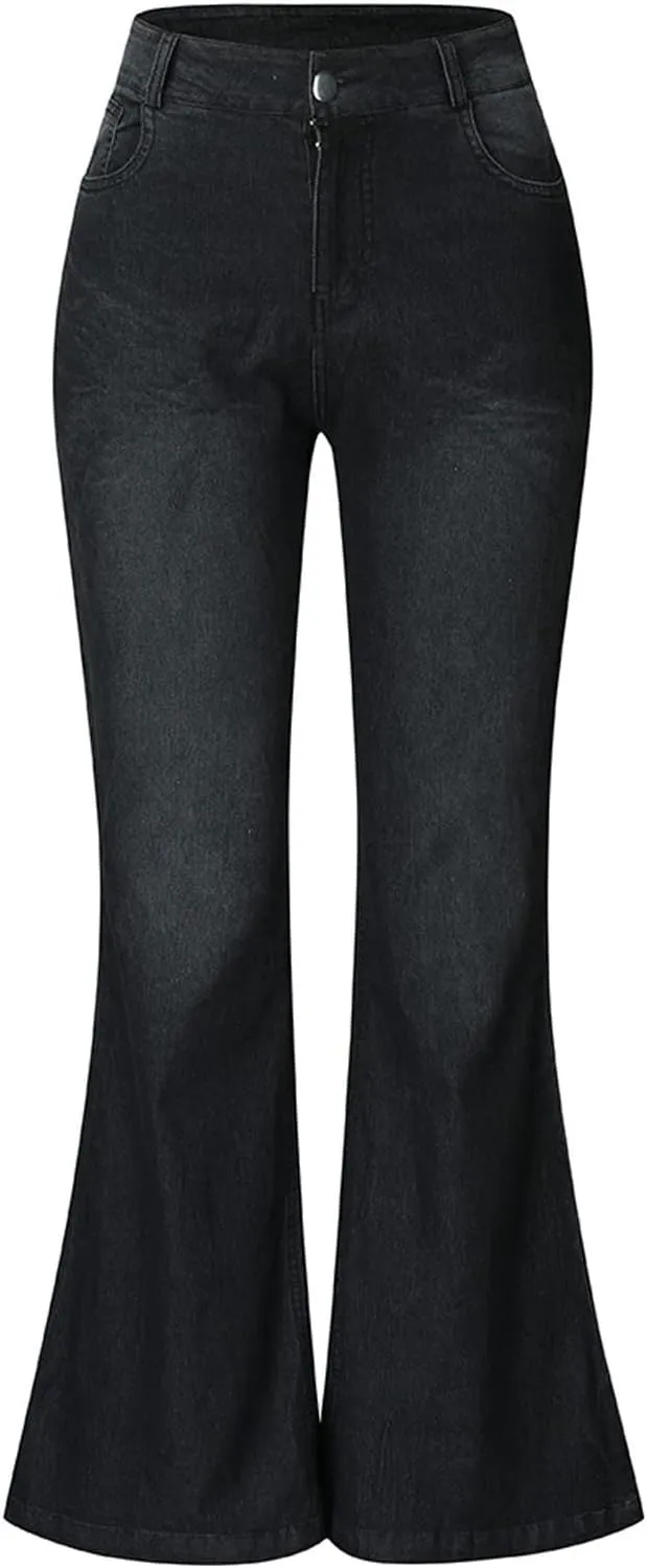 Women's High Waisted Jeans Jeans Skinny Flare Pants Long Solid Color Jeans, XS-4XL