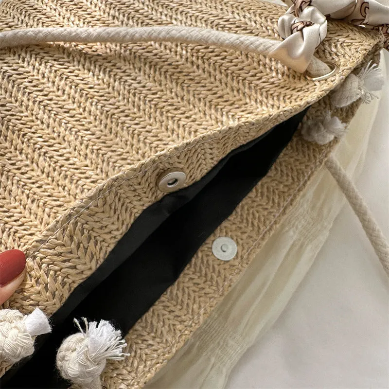 Women's Large Capacity Fashion Underarm Straw Shoulder Bags