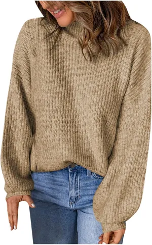 Womens Long Sleeve Loose Sweater Trendy Cable Knit Sweaters Soft Casual Warm Pullovers