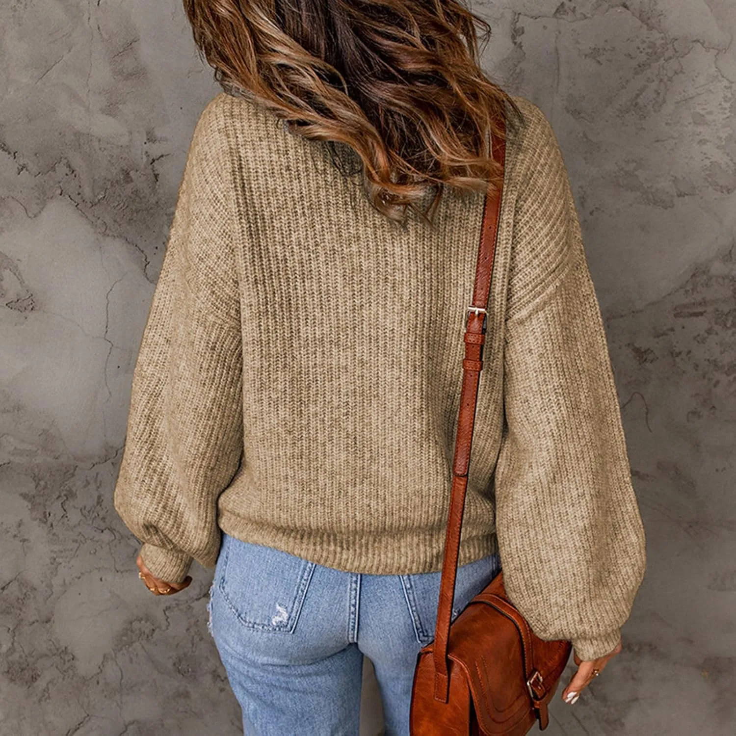 Womens Long Sleeve Loose Sweater Trendy Cable Knit Sweaters Soft Casual Warm Pullovers