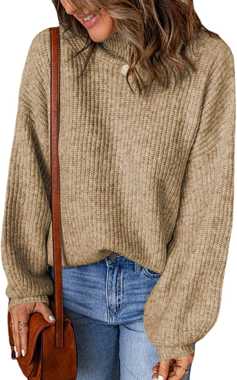 Womens Long Sleeve Loose Sweater Trendy Cable Knit Sweaters Soft Casual Warm Pullovers