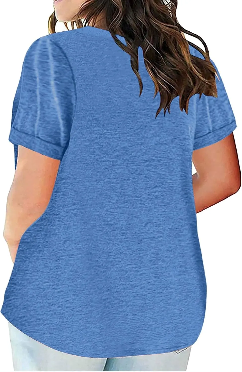 Women's Plus Size Summer Tops Short Sleeve Casual Shirt Vacation Basic Tees Loose Fit V Neck T Shirts Dressy Blouses