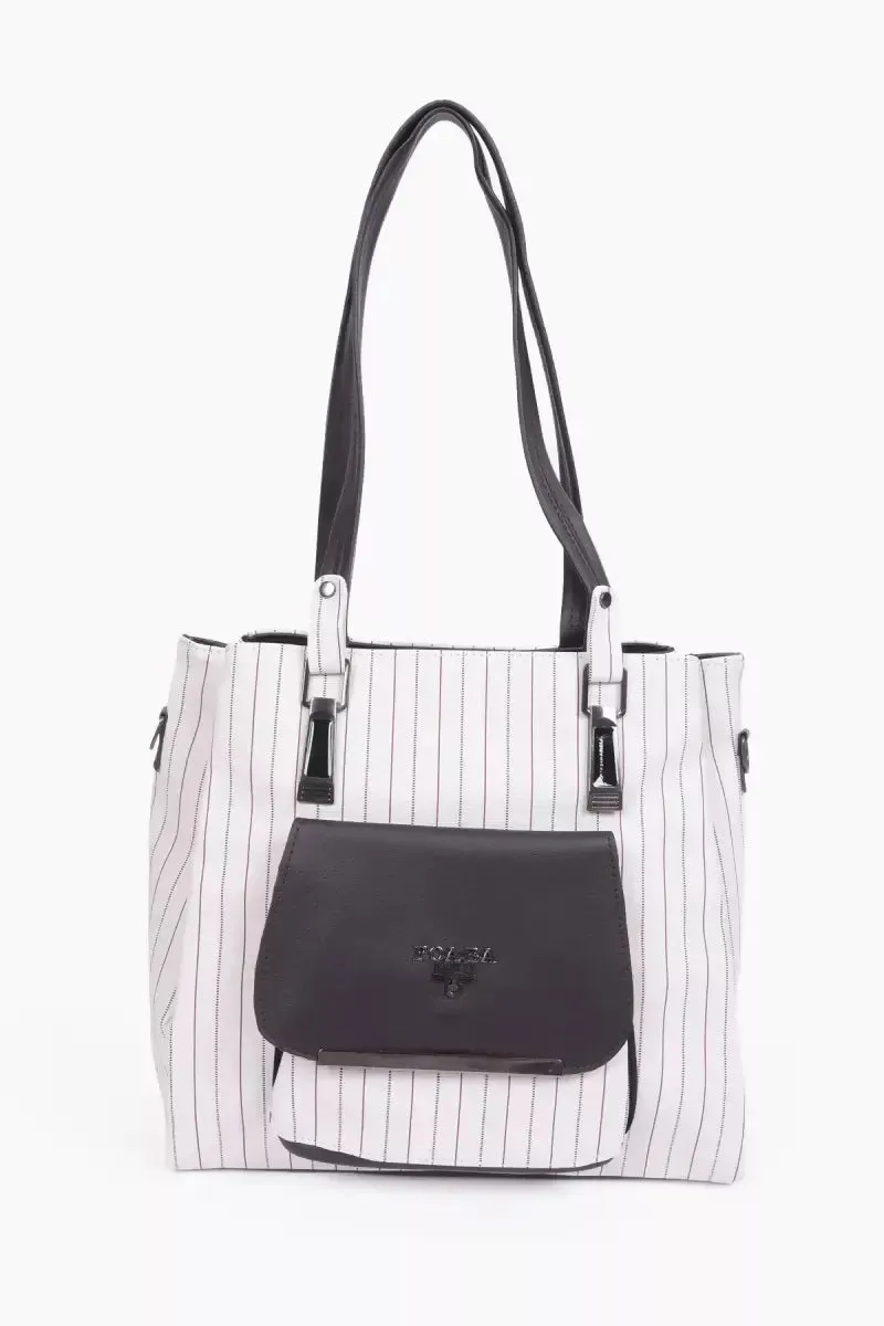 Women’s PU Leather Combo Hand Bags with Purse - White