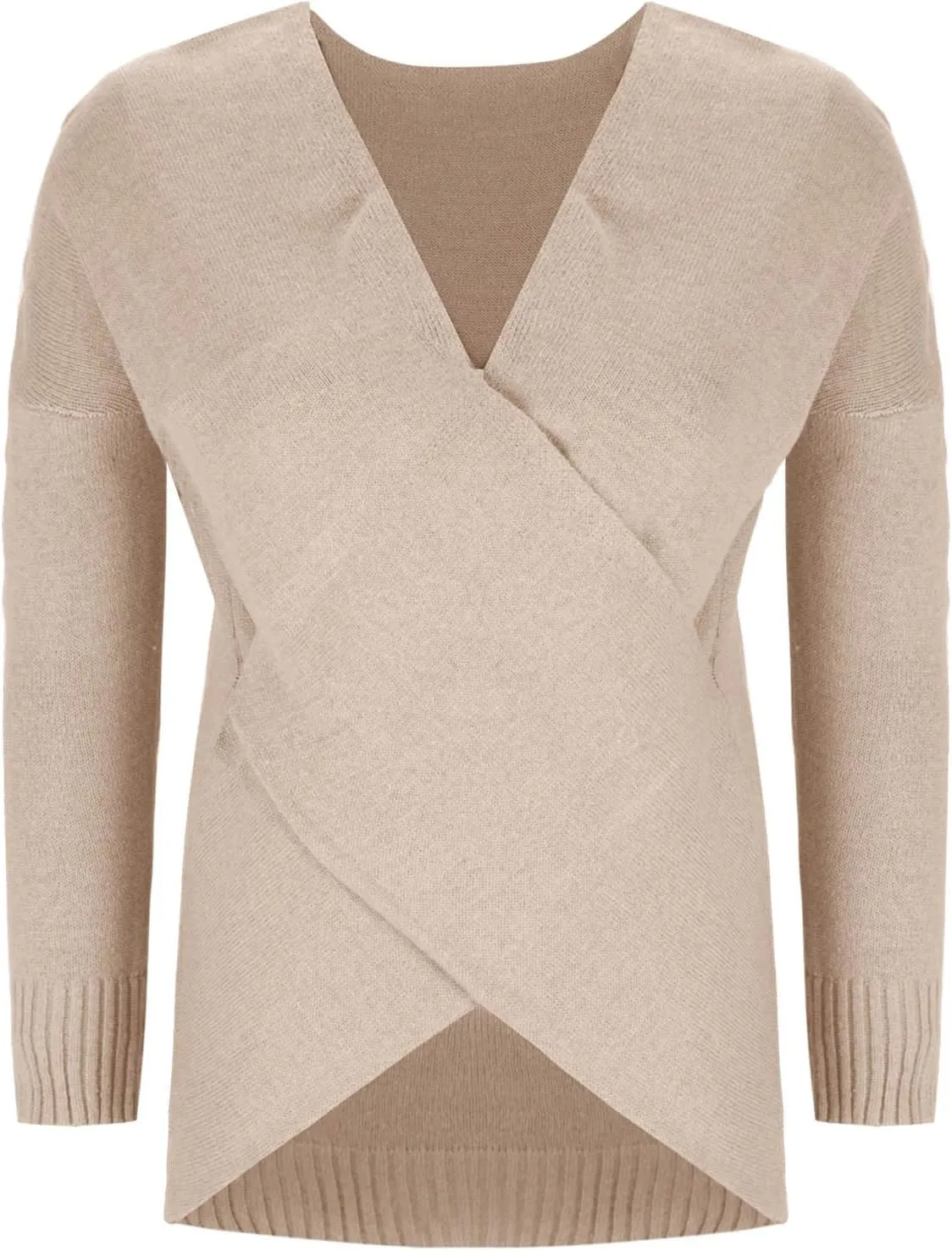 Women's Sexy Sweater V Neck Solid Color Cross Knit Drop Shoulder Shirts Lazy Fashion Lightweight 2024 Winter Outfits