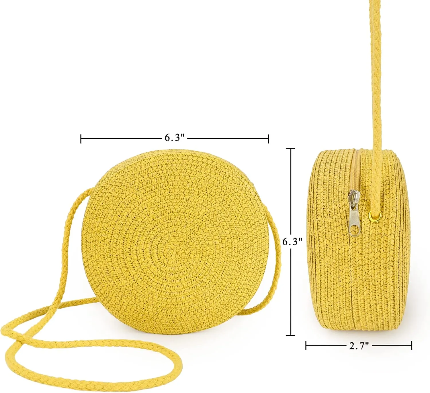 Womens Small Round Straw Crossbody Bag Beach Shoulder Bag Handbag Purse for Summer