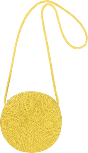 Womens Small Round Straw Crossbody Bag Beach Shoulder Bag Handbag Purse for Summer