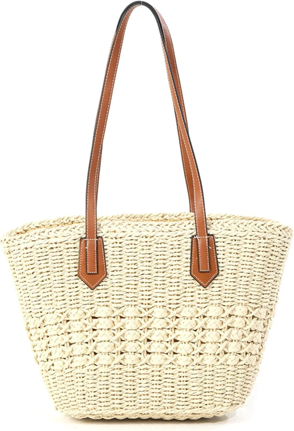 Women's Straw Tote Handmade Weave Hobo Shoulder Bag Summer Travel Top Handle Satchel Bag Simple Beach Handbag Purse