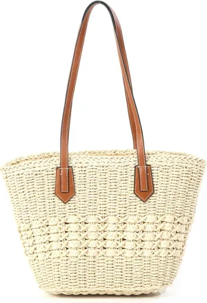 Women's Straw Tote Handmade Weave Hobo Shoulder Bag Summer Travel Top Handle Satchel Bag Simple Beach Handbag Purse