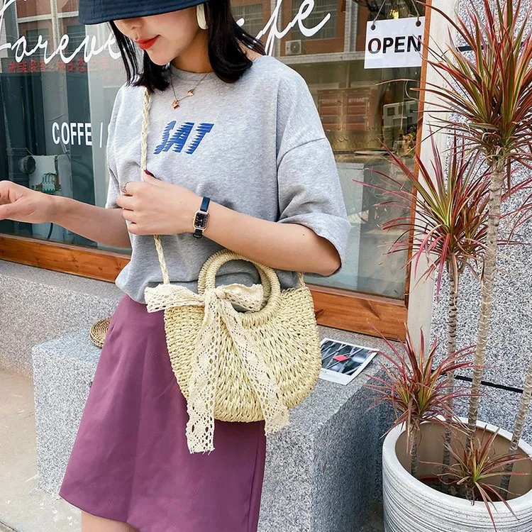 Women's Straw Woven Fashion Female Versatile Vegetable Crossbody Bags
