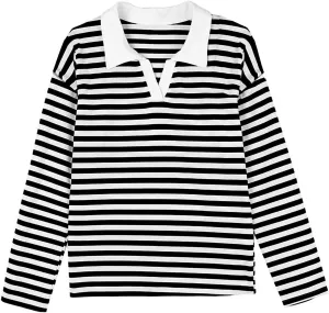 Women's Striped Oversized Hoodies,2024 Casual Cowl Neck Long Sleeve Fleece Sweatshirts,Pullover Tunic Cute Winter
