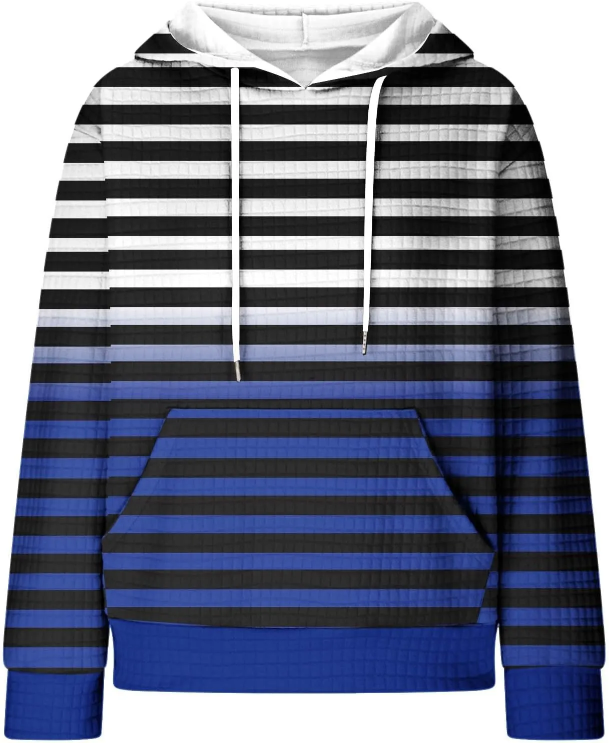 Women's Striped Waffle Oversized Hoodies Sweatshirts,Winter Casual Crew Neck Long Sleeve Pullover,Teen Girls Tops