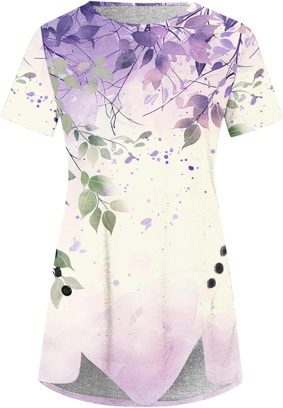 Womens Summer Tops Casual Short Sleeve Side Button Tunci Shirts Cute Floral Tops Casual Ladies Summer Tops 2024