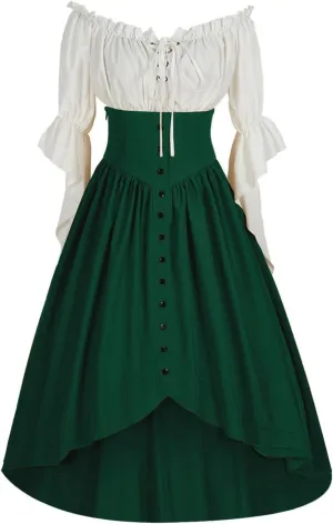 Womens Temperament Elegant Renaissance Court Style Dress Victorian Ruffle Sleeve Dress Courtwear for Masquerade Party