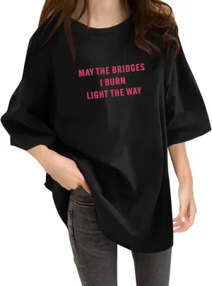 Womens Tops Round Neck Casual T Shirts Loose Tunic Blouses Holiday Tee Shirt Trendy Summer Pullover Western Wear