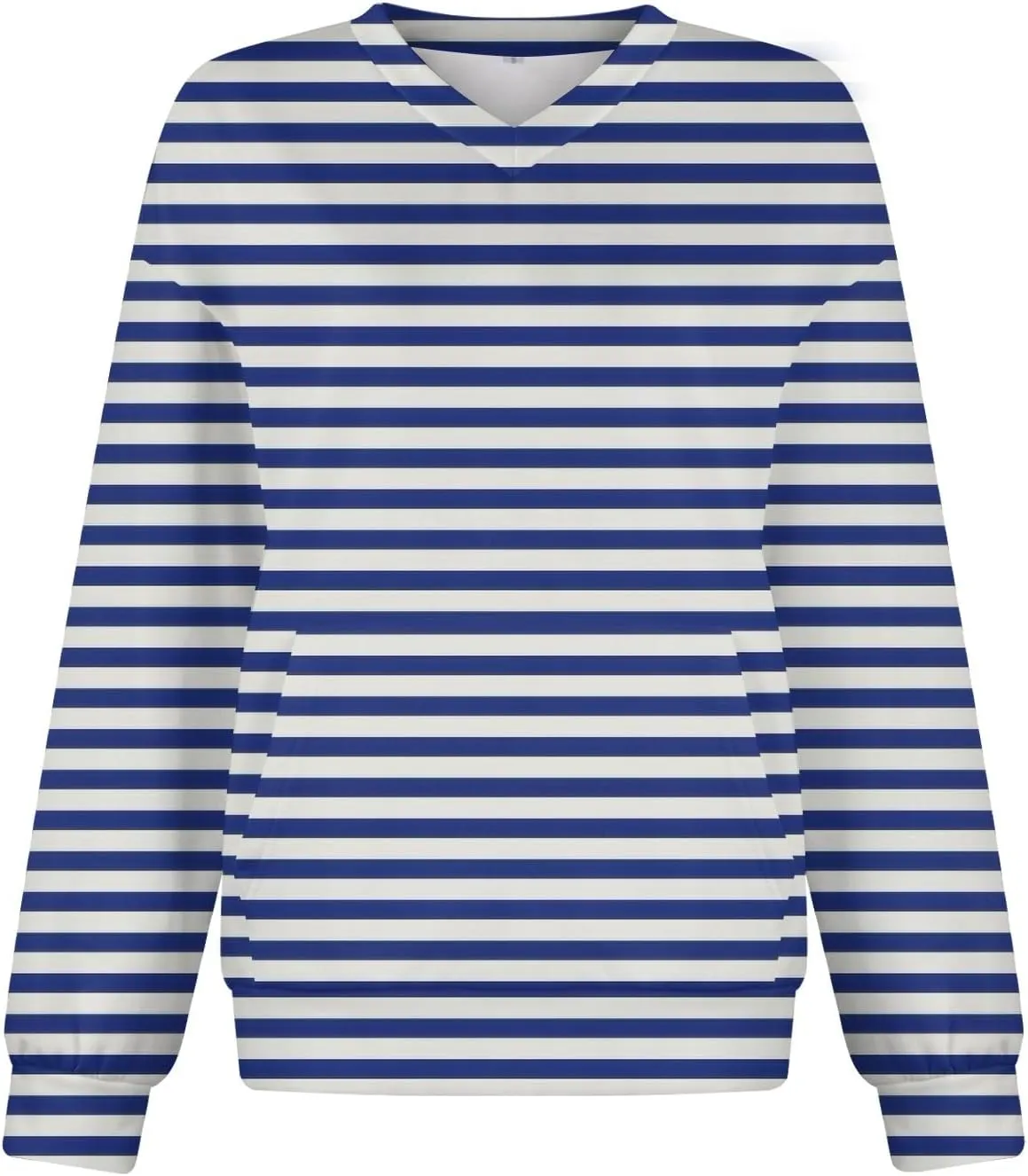 Womens Tops Trendy Striped V-Neck Sweatshirts Casual Long Sleeve Shirts Lightweight Pullover With Pockets