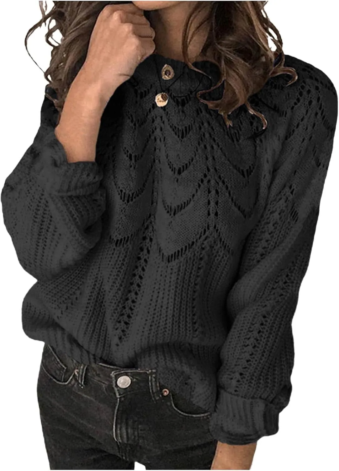 Women's Warm Knit Pullover Tops Chunky Cable Knit Pullover 2023 Fashion Sweaters Long Sleeve Crewneck Knitwear