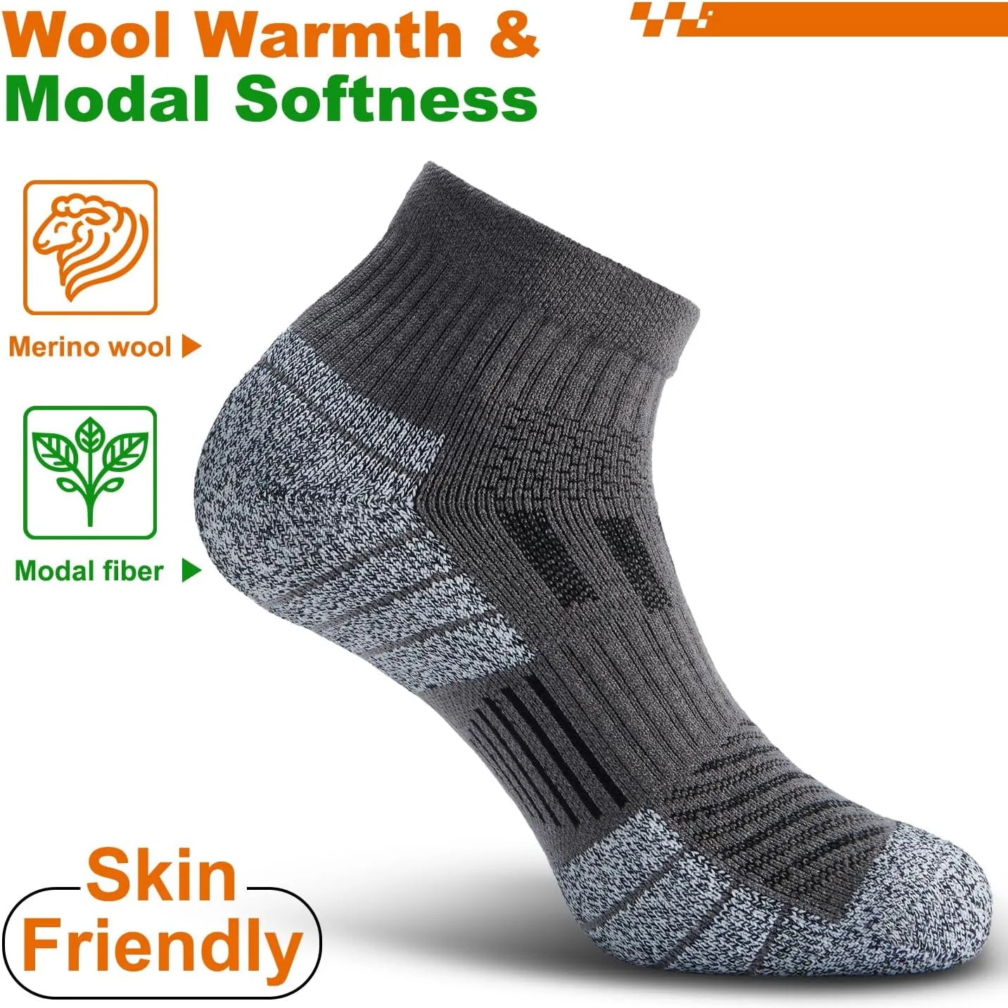 Wool Compression Ankle Socks - Cozy Cushioned Hiking Running for Men Women - Thick Warm Durable