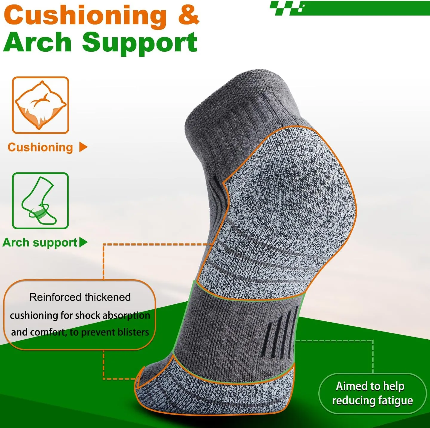Wool Compression Ankle Socks - Cozy Cushioned Hiking Running for Men Women - Thick Warm Durable